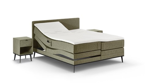 Boxspring Viggo verstelbaar met gestoffeerd matras, adore groen