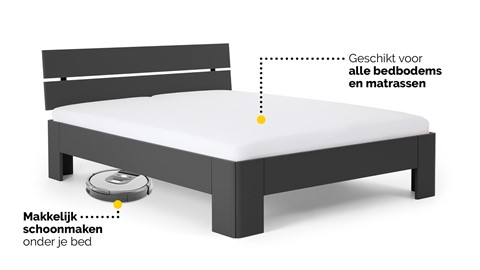Bed Fresh met hoofdbord, antraciet