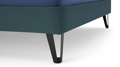 Bed Bädd Forma met Bossflex 400 vlak en gestoffeerd matras, etna teal