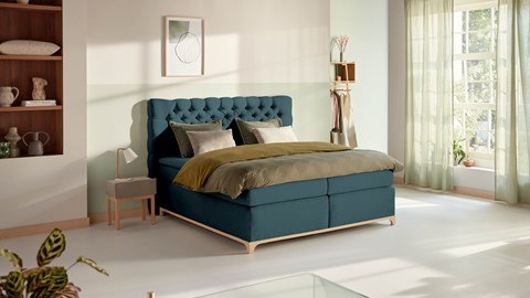 Boxspring Unik Elit vlak met gestoffeerd matras, teal