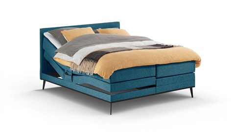 Boxspring Viggo verstelbaar met gestoffeerd matras, oakland  blauw