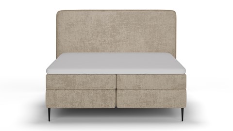 Boxspring Quartz velvet motif vlak met gestoffeerd matras, beige