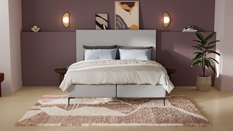 Boxspring Emerald met Silver Pocket Deluxe Foam matras, light grey