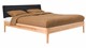 Bed Sky beuken met hoofdbord gecapitonneerd en poot hout, beuk lederlook zwart