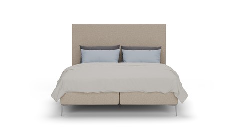 Boxspring Emerald vlak met Silver Pocket Deluxe Foam matras, beige