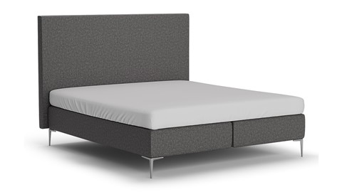 Boxspring Emerald vlak met Silver Pocket Deluxe Foam matras, dark grey