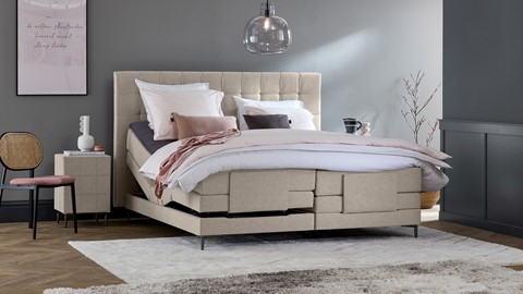 Boxspring Jade verstelbaar met gestoffeerd matras, khaki