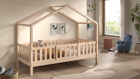 Kajuitbed Dallas als huis met slaaplade, natuur