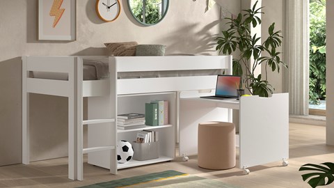 Halfhoogslaper met boekenkast en bureau Primo Halfhoogslaper met boekenkast en bureau Primo