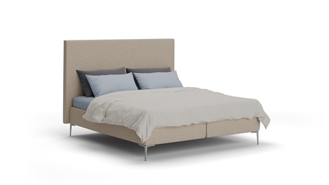 Boxspring Emerald vlak met Silver Pocket Deluxe Foam matras, beige