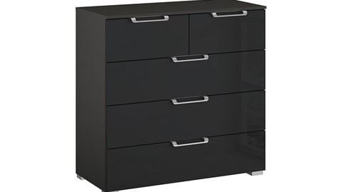 Commode Sydney met 5 laden, grafiet/glas basalt