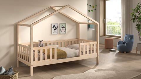 Kajuitbed Dallas als huis met slaaplade, natuur