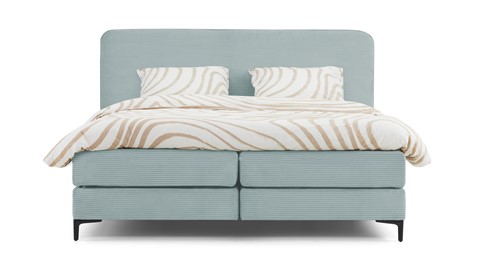 Boxspring Quartz vlak met gestoffeerd matras, mint green