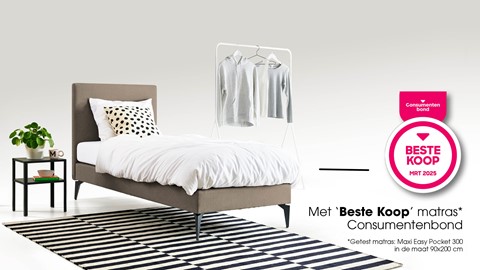 Boxspring Cisano vlak met Easy Pocket 300 matras, taupe