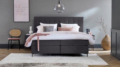 Boxspring Jade vlak met gestoffeerd matras, anthracite