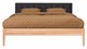 Bed Sky beuken met hoofdbord gecapitonneerd en poot hout, beuk lederlook zwart