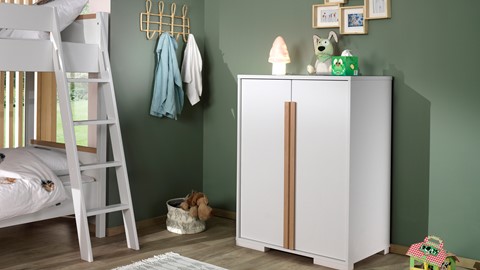 Hoogslaper Londen met nachtkast, bureau en kast, wit