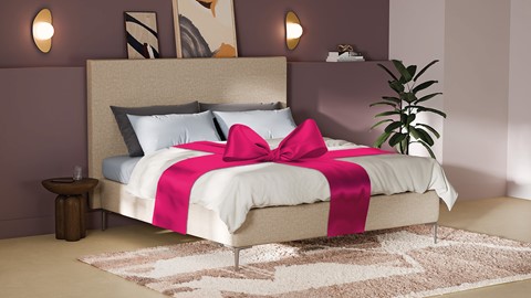 Boxspring Emerald met Gold 300 Foam matras, beige