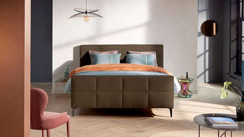 Boxspring Attraktiv Trendik vlak met gestoffeerd matras, cappuccino