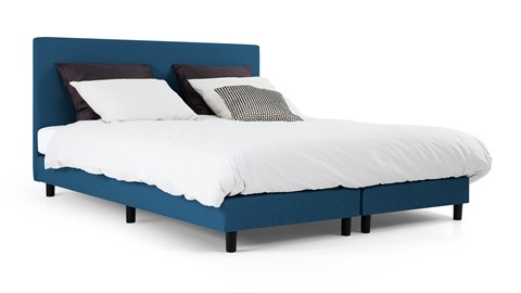 Boxspring Cisano vlak met Easy Pocket matras, blauw