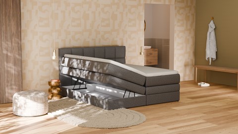 Opbergboxspring Jade - Linen touch, dark grey