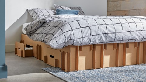 Paper Bed met laden, bruin