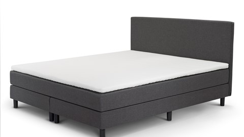 Boxspring Cisano vlak met gestoffeerd matras, donkergrijs