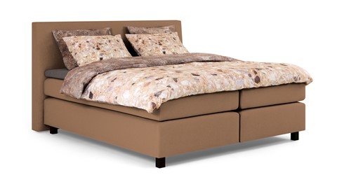 Boxspring Autentik Kurbat vlak met gestoffeerd matras, caramel