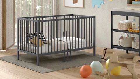 Babyledikant Dino met verzorgingstafel, antraciet