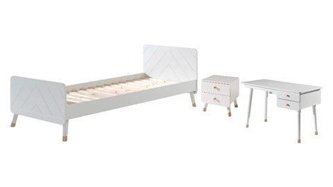 Bed Billy met nachtkast en bureau, white