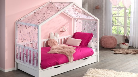 Huisbed Dallas met slaaplade en textielset, white