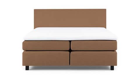 Boxspring Autentik Kurbat vlak met gestoffeerd matras, caramel
