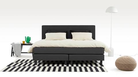 Boxspring Bellino vlak met gestoffeerd matras, donkergrijs