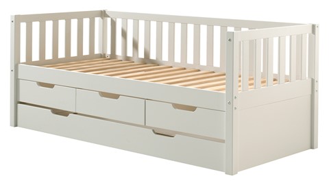 Kajuitbed Fritz met 3 laden en slaaplade, white