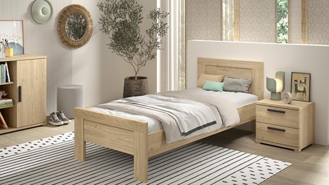 Bed Sam met nachtkast, eik