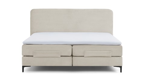 Boxspring Quartz verstelbaar met gestoffeerd matras, beige