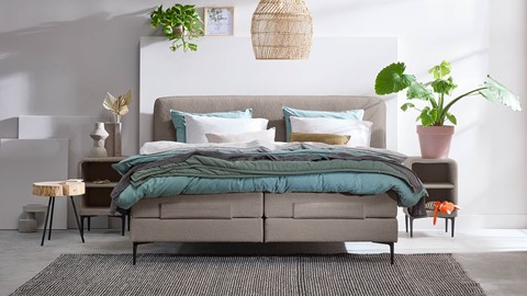 Boxspring Quartz verstelbaar met gestoffeerd matras, rpes 83