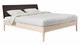 Bed Sky eiken met hoofdbord stof en poot hout, eiken lederlook grijs