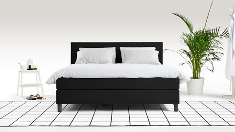 Box Owen vlak met gestoffeerd matras, black
