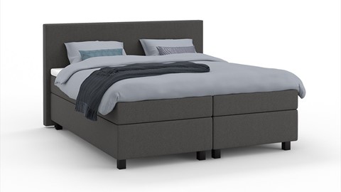 Boxspring Autentik Tunn vlak met gestoffeerd matras, donkergrijs