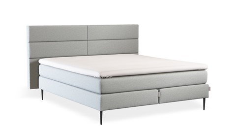 Boxspring Pearl vlak met gestoffeerd matras, light grey