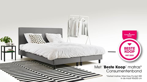 Box Ambra vlak met Easy Pocket 300 matras, light grey
