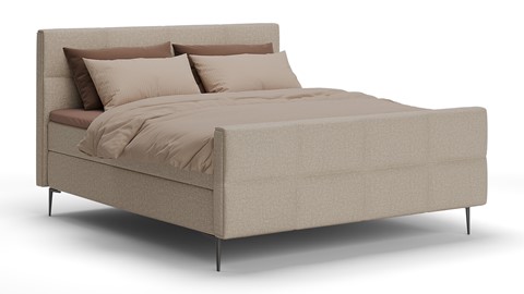 Boxspring Crystal linen touch vlak met gestoffeerd matras, beige