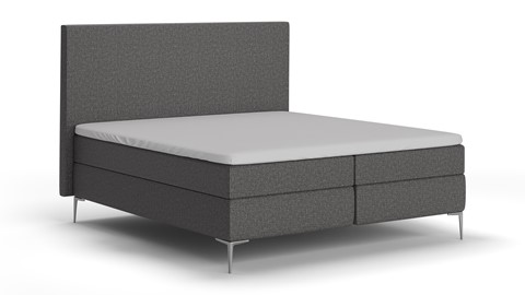 Boxspring Emerald linen touch vlak met gestoffeerd matras, dark grey