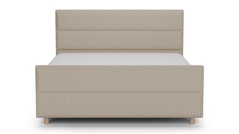 Boxspring Mica linen touch vlak met gestoffeerd matras, beige