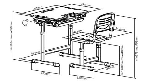 Bureau met bureaustoel Comfortline 201, grijs