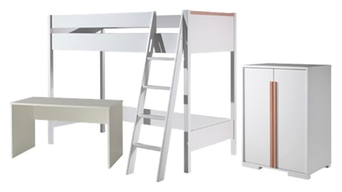 Hoogslaper Londen met bureau en kast, wit