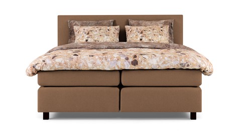 Boxspring Autentik Kurbat vlak met gestoffeerd matras, caramel