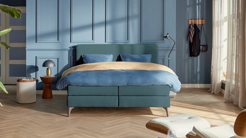 Boxspring Attraktiv Lykka vlak met gestoffeerd matras, teal