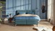 Boxspring Attraktiv Lykka vlak met gestoffeerd matras, teal